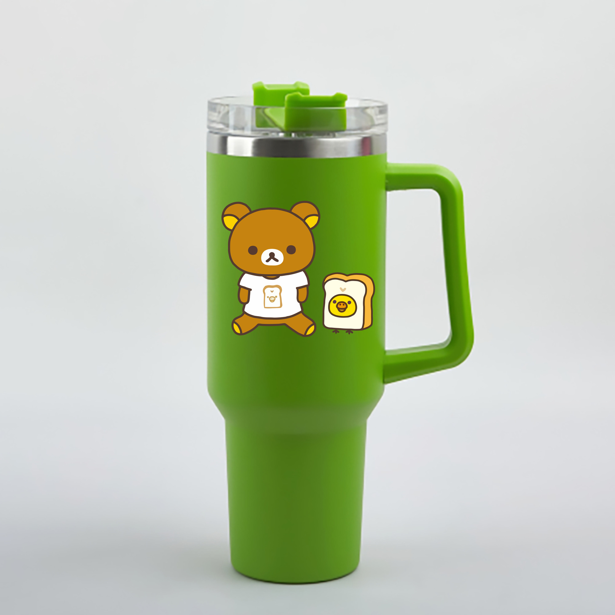 （画像用） リラックマ リラックマ キイロイトリ Rilakkuma Korilakkuma Kiiroitori 1200mL車用タンブラー - クリスタルステッカー（プラスチックストロー付き）